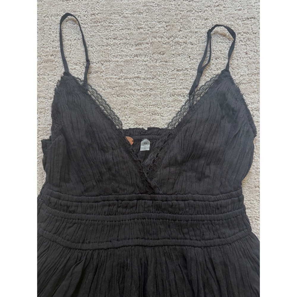 Free People FP One Delia Slip Dress V Neck‎ Gauze Smocked Babydoll Dress M NWT - Picture 4 of 11